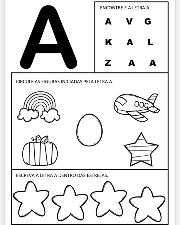 Atividade letras do alfabeto para educação infantil