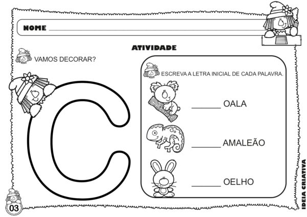 Atividade letras do alfabeto